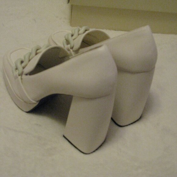 Nordstrom Open Edit 'Lainey' Platform Loafer Pump Shoes Sz 7.5 M Ivory Leather - Picture 6 of 10